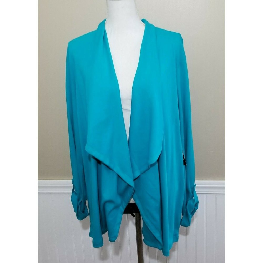 New Kim Rogers Blue Turquoise Cardigan Size L